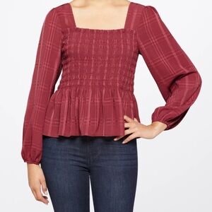 Lush Calla Smocked Peplum Blouse Size Small